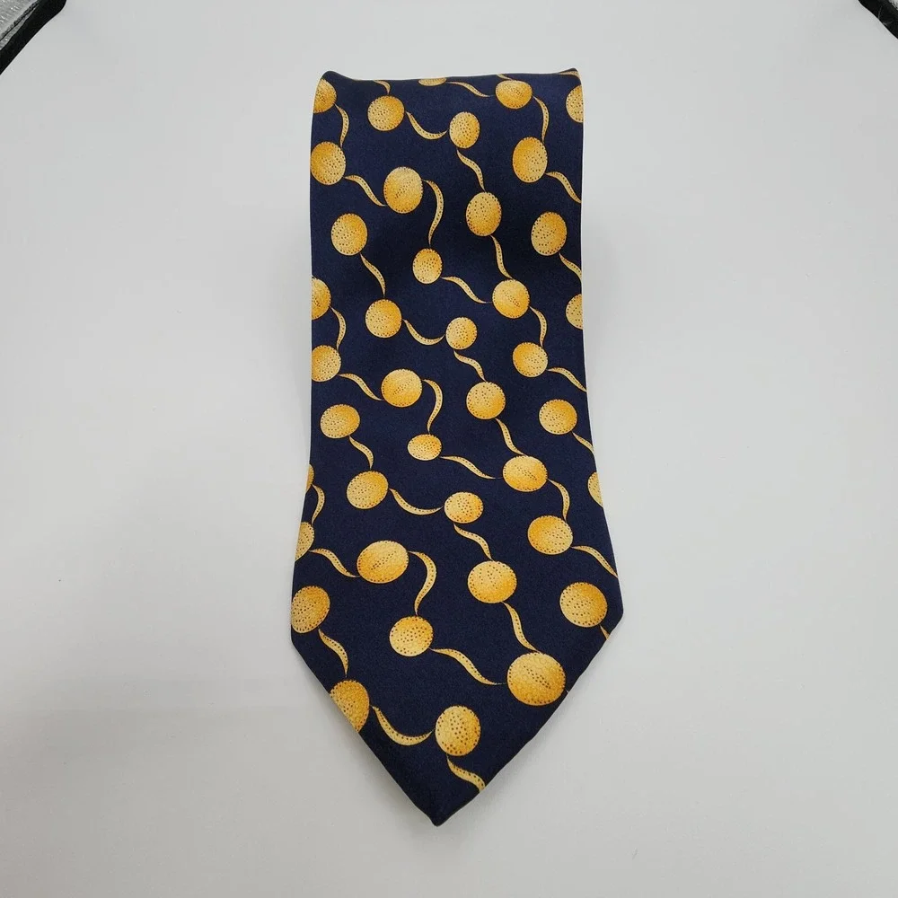 Italo Ferretti Tie 100% Silk Hand Made in‎ Italy Modern Big Polka Dot Blue Gold
